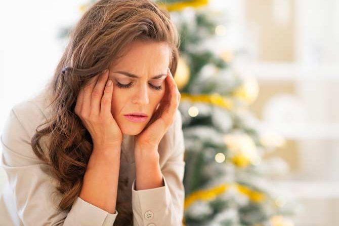 woman suffering from stress at the holidays
